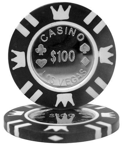 Coin Inlay 15-Gram Poker Chips (25-Pack) - Heavyweight Metal Inlay $100