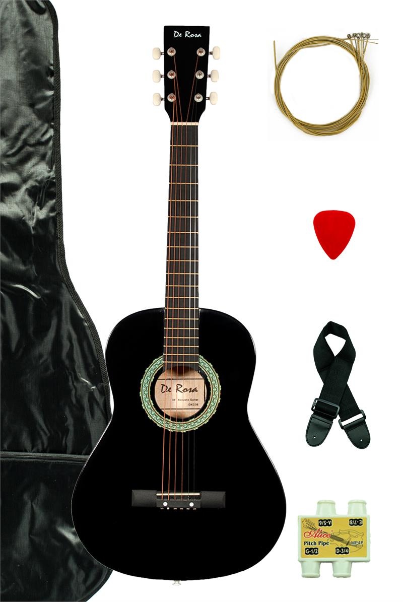 De Rosa Kids Acoustic Guitar Outfit Black