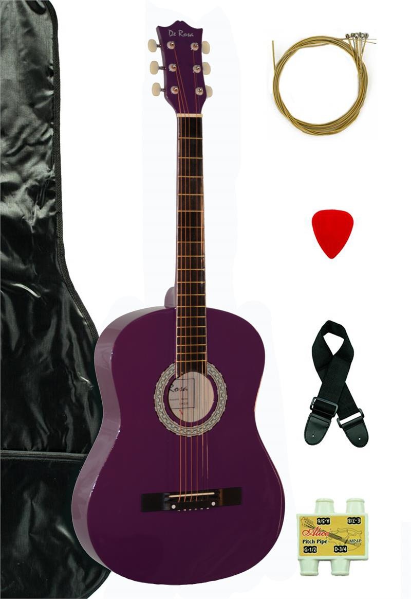 De Rosa Kids Acoustic Guitar Outfit Dark Purple