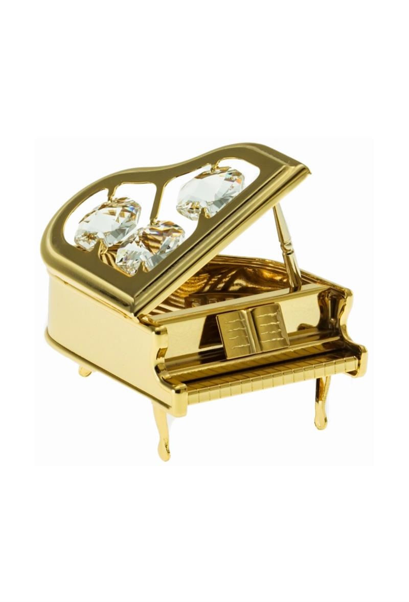 Grand Piano 24K Gold Plated Figurine With Spectra Crystals By Swarovski