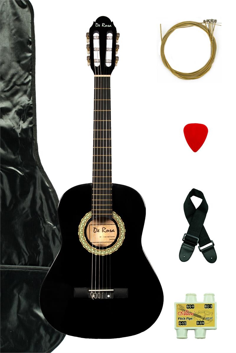 De Rosa Kids Classical Guitar Outfit Black