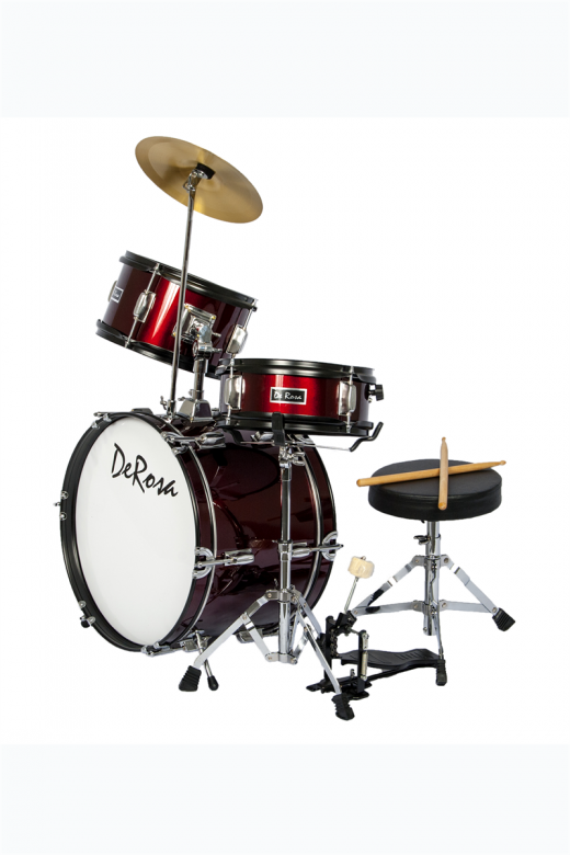 De Rosa 3 Piece 16" Kid's Junior Drum Set Wine Red
