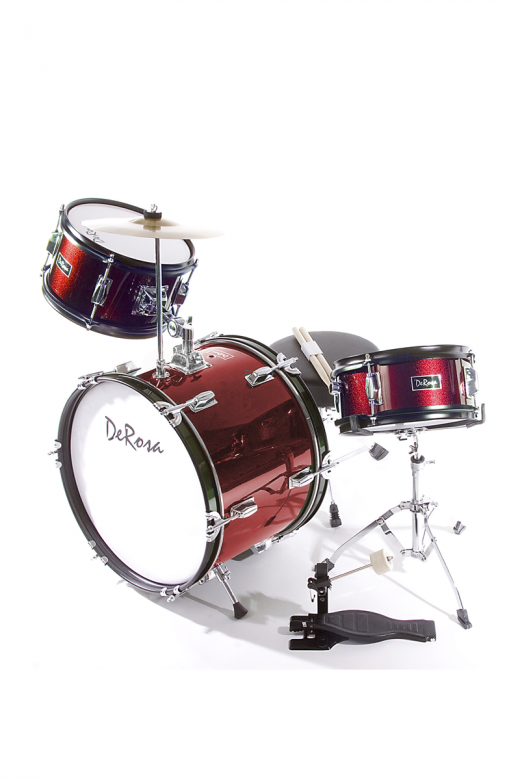 De Rosa 3 Piece 16" Kid's Junior Drum Set Red