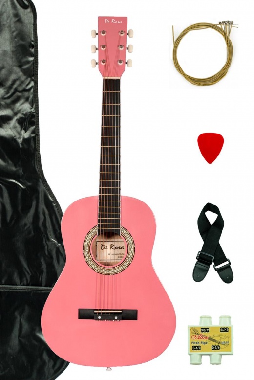 De Rosa Kids Acoustic Guitar Outfit Pink