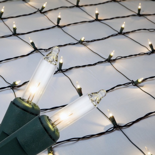 4 Foot X 8 Foot 200 Clear Net Light with Green Wire - Steady Burn