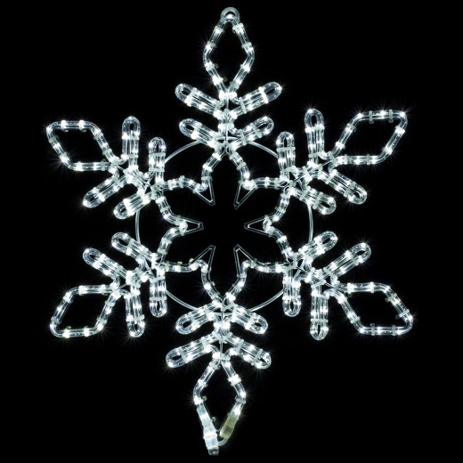 24 Inch Led Rope Light Snowflake Motif V8 - Lighted Silhouette - Cool White