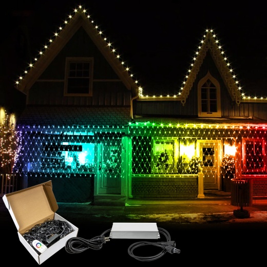 400 Led 6.5 Foot X 6.5 Foot Rgb Color Changing Chasing Plc Led Net Lights - Double Bundle