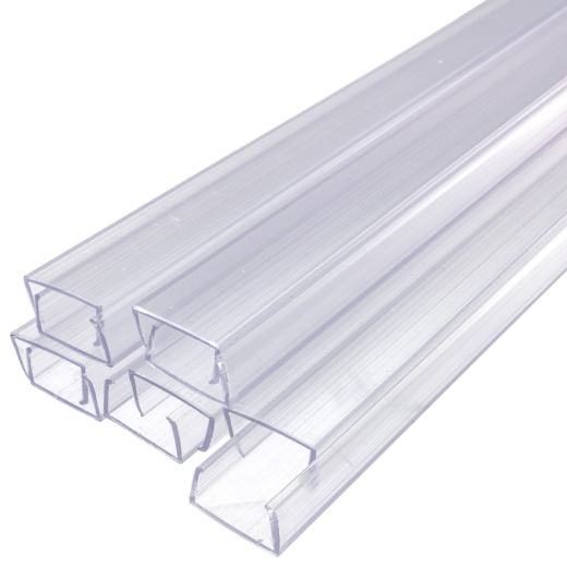 24 Inch X 3/8 Inch Rope Light Mounting Track - Clear PVC Channel (10 Pack) - 12/120 Volt