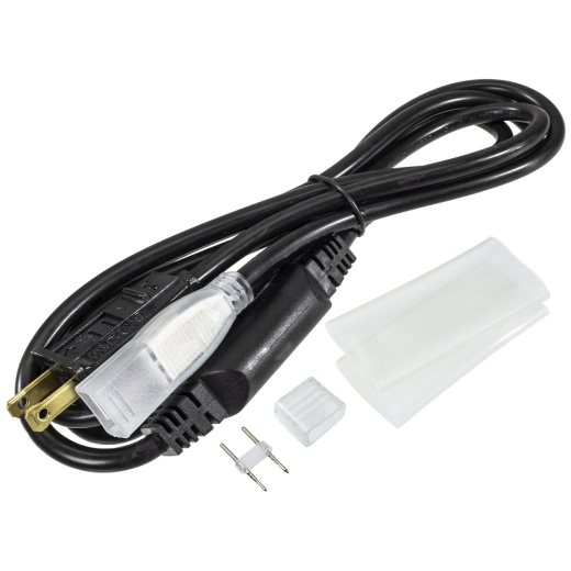Black 120V High Output SMD5050 LED Strip Light Power Cord Kit - 6 Foot