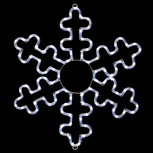 Led Rope Light Snowflake Motif V4 - Lighted Silhouette - Cool White - 24 Inch