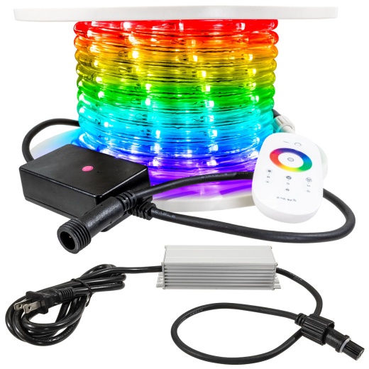 RGB Color Changing Chasing PLC LED Rope Light - 66 Volt - 65 Foot Bundle