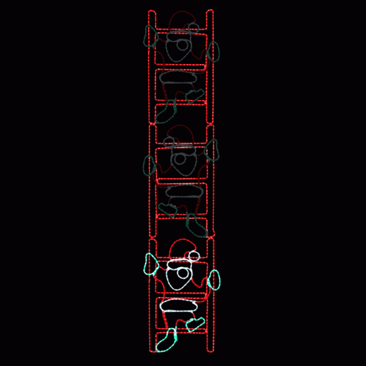 Rope Light Santa Climbing Ladder Motif - Animated Lighted Silhouette