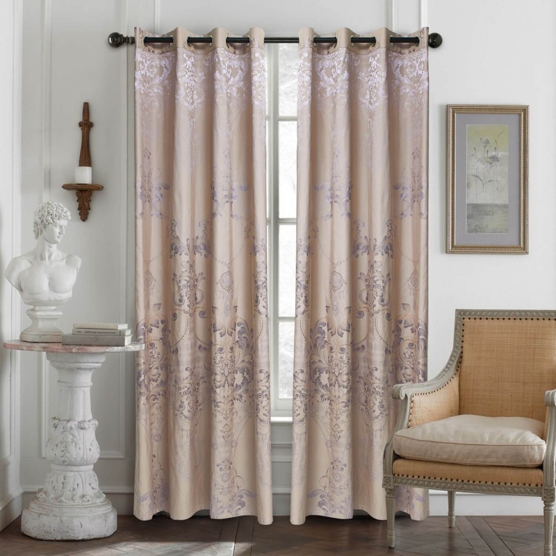Curtains Damask Jacquard Grommet Semi-Blackout, Tall 60X100, Rennes By Dolce-Mela