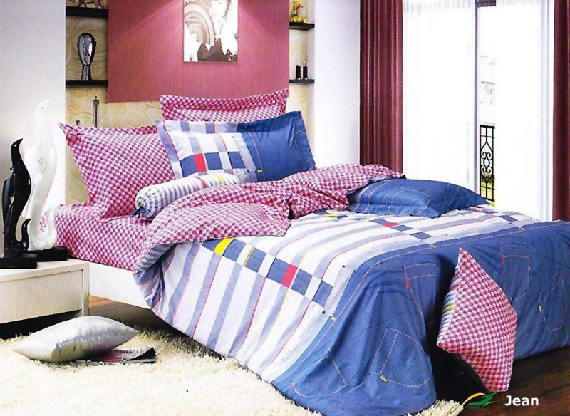 Jean, Twin Size 4 Pieces Duvet Cover Set Bedding 100% Cotton