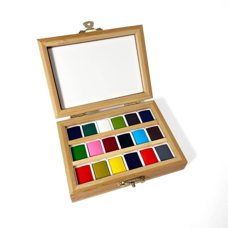 Watercolor Set In A Bamboo Box