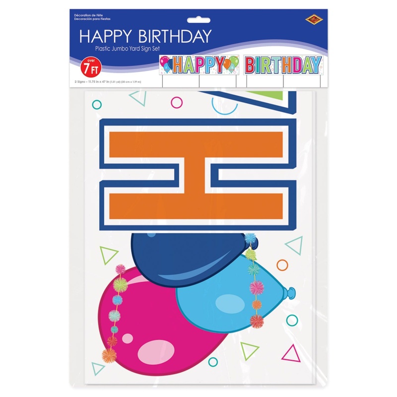 Plas Jumbo Happy Birthday Yard Sign Set