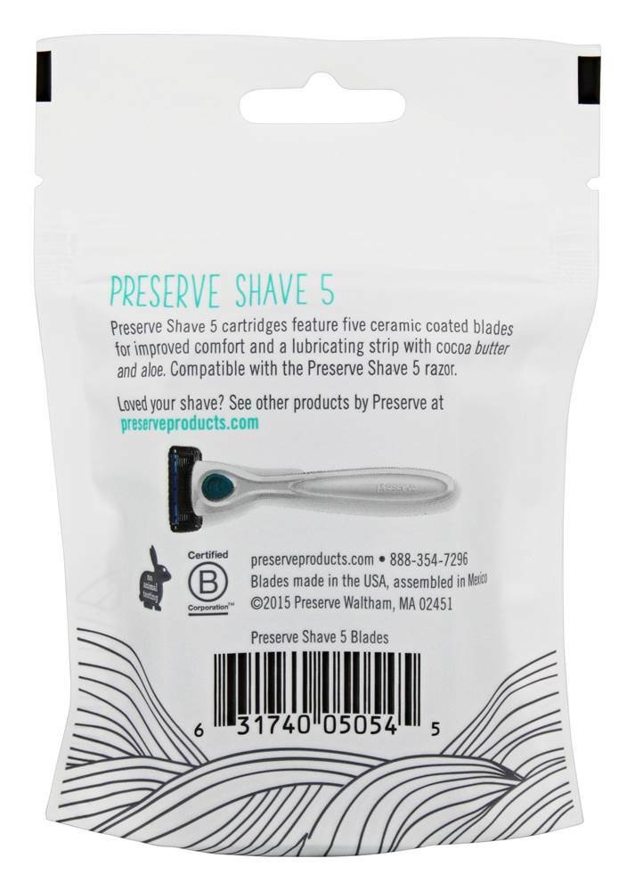 Preserve Replacement Cartridges For Preserve Shave Five Recycled Razor