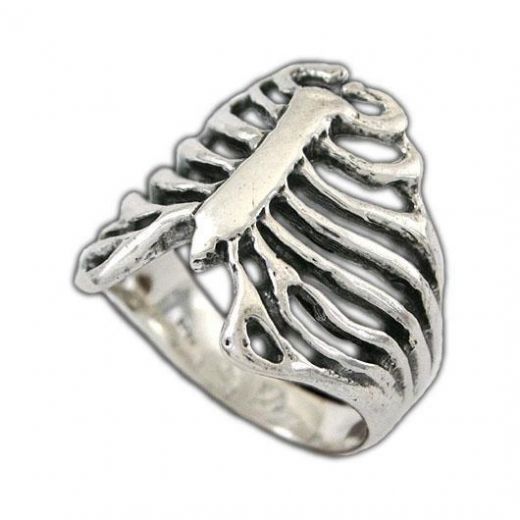 Anatomical Rib Cage Ring Antiqued Silver / 8