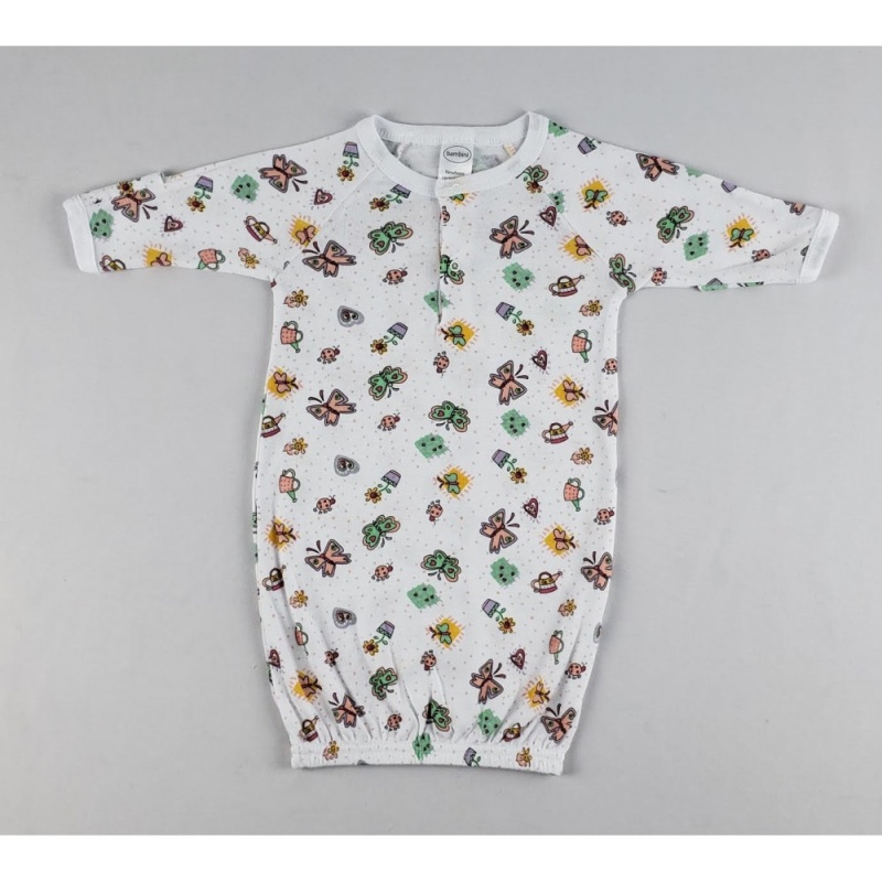 Girls Butterfly Print Infant Gown Size : Newborn / Print : Butterfly