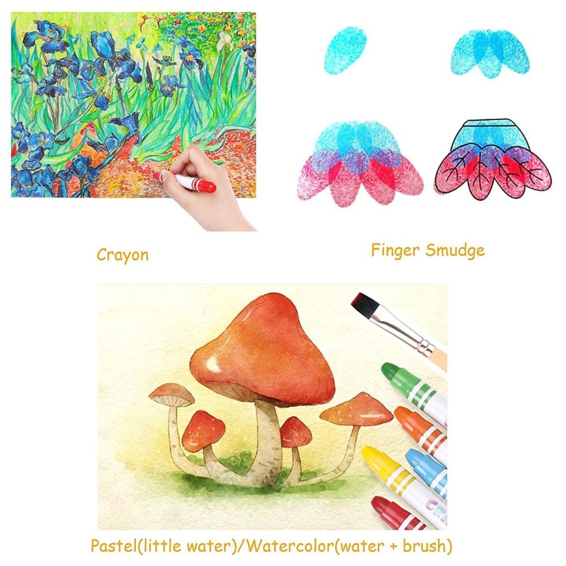 24 Pack Silky Crayons Non-Toxic Washable Crayon 3 In 1 Effect-Crayon Pastel Watercolor, Bucket