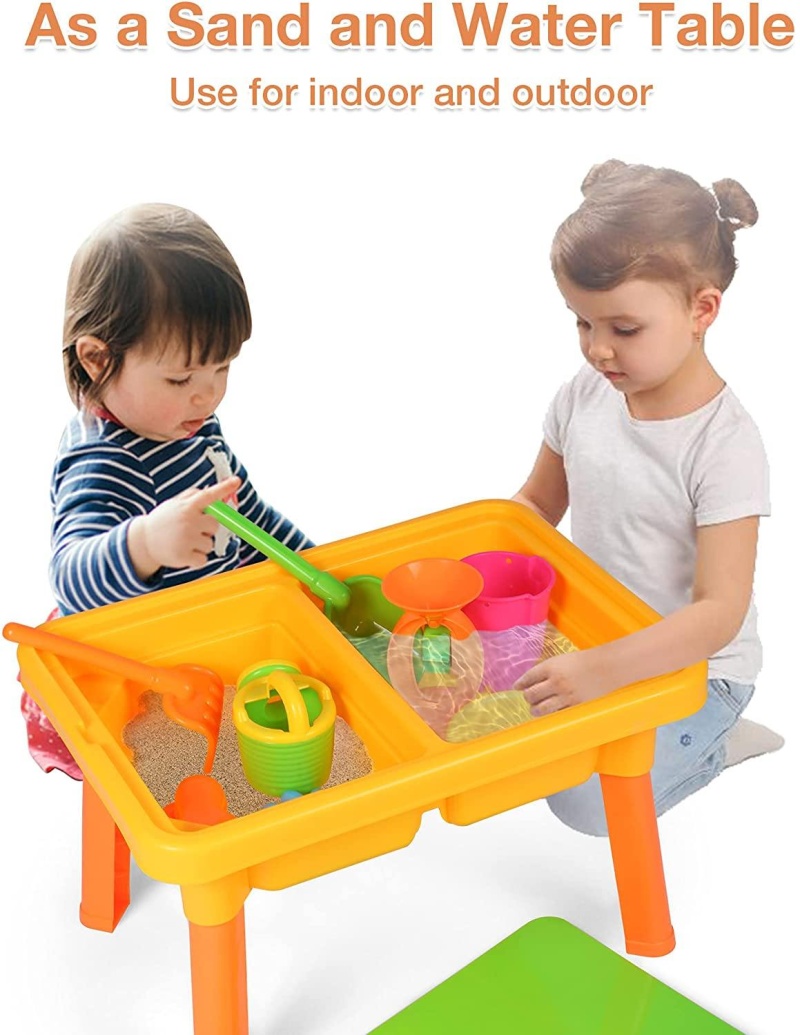 (Out Of Stock) 2-In-1 Kids Sand And Water Table + Learning Activity Sensory Table With 8Pcs Beach Playset Toddlers Boys Girls Summer Toys