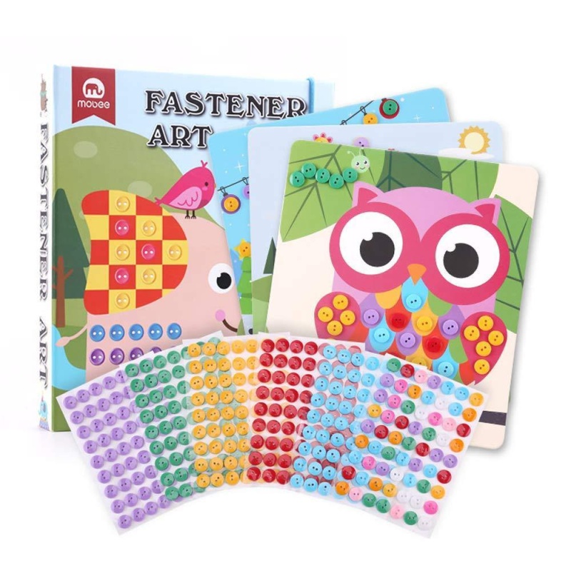Diy Handmade Art Kits For Kids Button Sticker Mosaic Color Matching Fastener Art With 8 Dot Markers