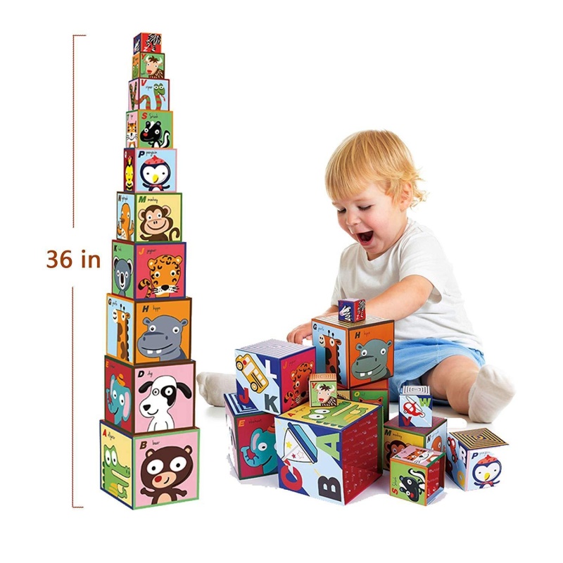 (Out Of Stock) 10 Pieces Stacking Cubes Nesting Boxes Educational Toys Alphabet Block For Children Toddlers