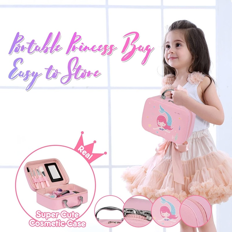 Kids Makeup Kit For Girl, Washable 19 Pcs Makeup Kit For Kids, Girls Princess Play Pretend Gift For Up 3 Years
