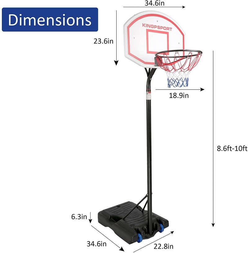 (Out Of Stock) Basketball Hoop For Kids And Family Indoor And Outdoor Portable Basketball Goal System Height Adjustable 8.6Ft-10Ft