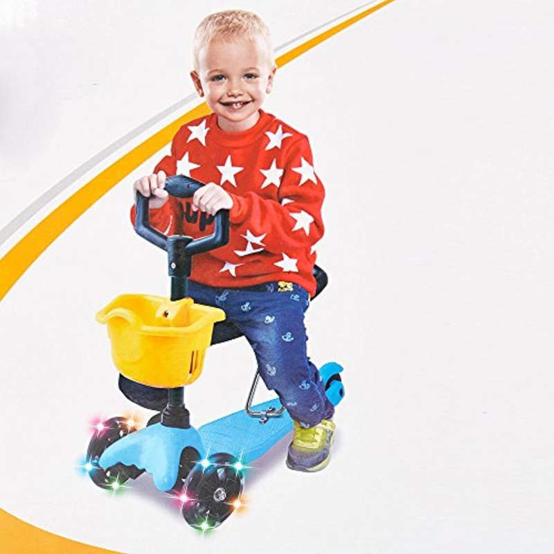 Kids Scooter With Removable Seat, 3 Wheel Kick Scooter With Pu Flashing Wheels For Children Girls And Boys From 2 To 8 Years Old