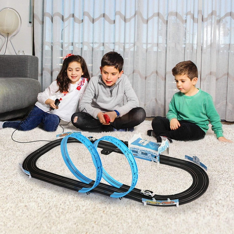 (Out Of Stock) High-Speed Electric Powered Super Loop Speedway Slot Car Track Set With Two Cars For Dual Racing For Kids And Adult (14 Ft)