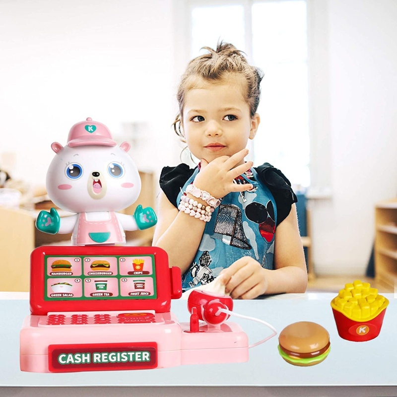 Kids Pretend Play Restaurant Set Interactive Vending Machine Game Play Calculator Cash Register Powered By Usb Charge Or Batteries
