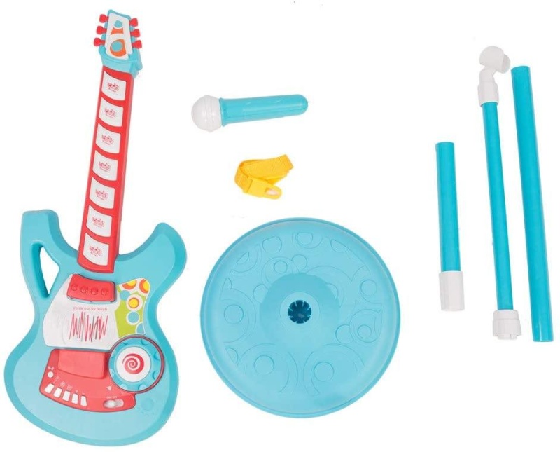 Musical Electric Guitar, Microphone, And Stand For Toddlers, Children, And Kids - Battery Operated