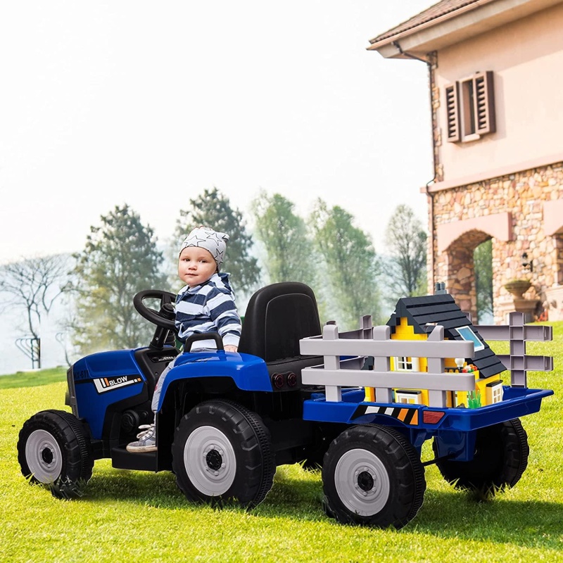 12V Battery Powered Ride On Tractor With 3-Gear-Shift Ground Loader For Kids 3+ Years Old