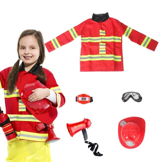 Kids Fireman Costume Toy with Complete Firefighter Accessories