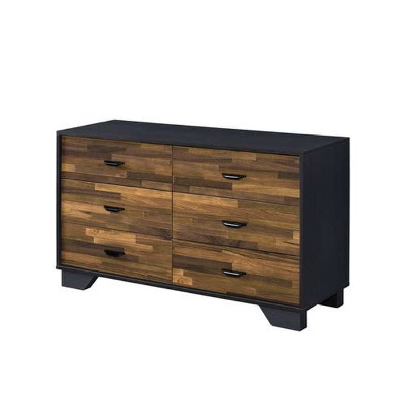 Dresser With 6 Drawers And Butcher Block Pattern