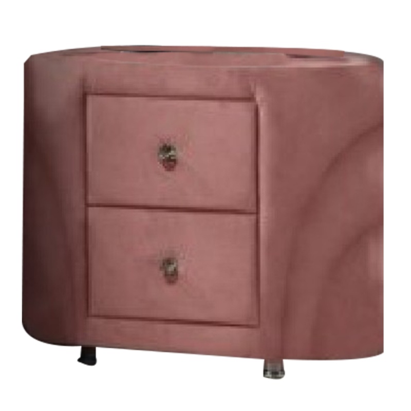 Sin 29 Inch Modern Nightstand, 2 Drawers, Pink Velvet