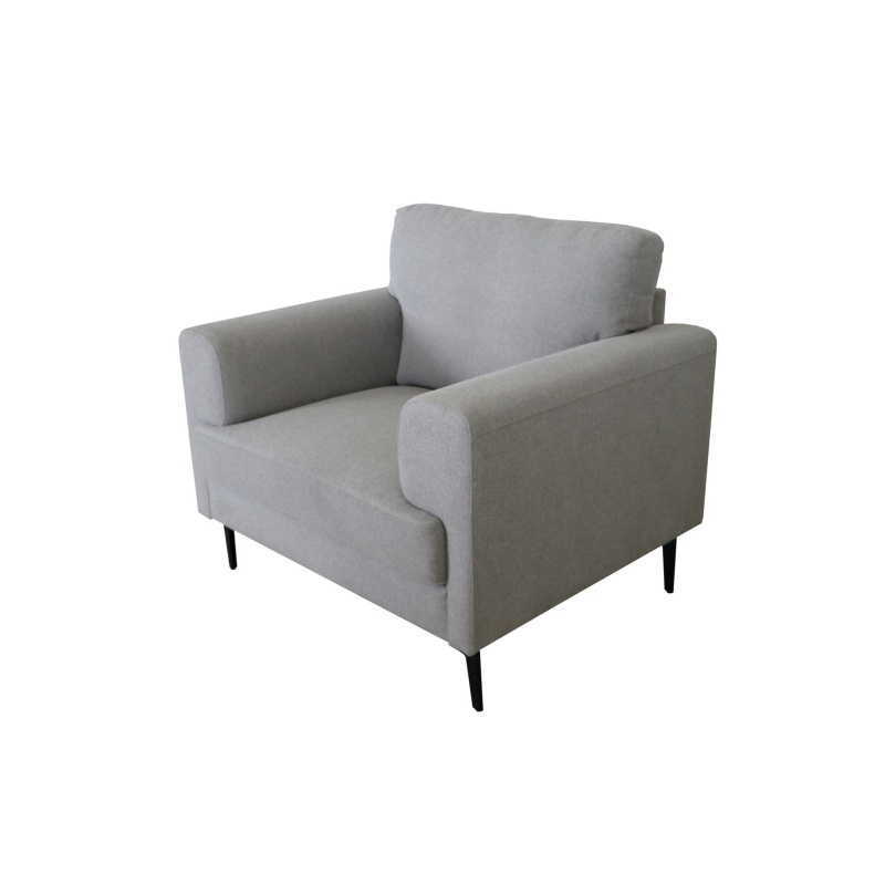 Chair With Fabric Upholstery And Sleek Metal Legs, Gray
