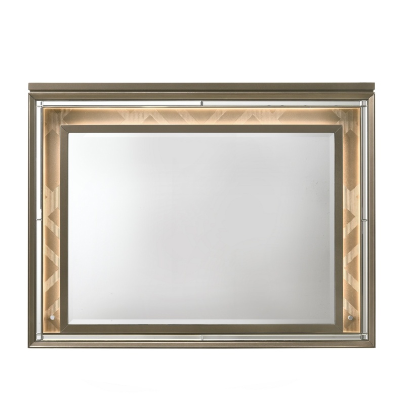 Contemporary Wall Mirror With LED and Accent Details