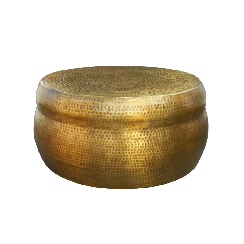 Kvira 32" Artisanal Round Drum Coffee Table