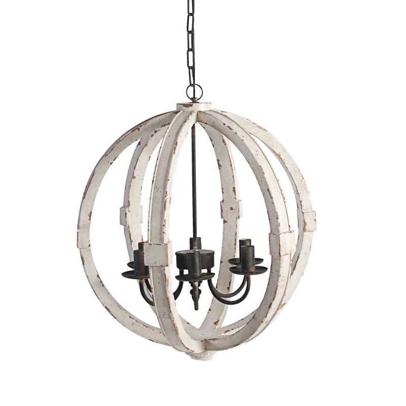 22 Inch 6 Light Wood Chandelier