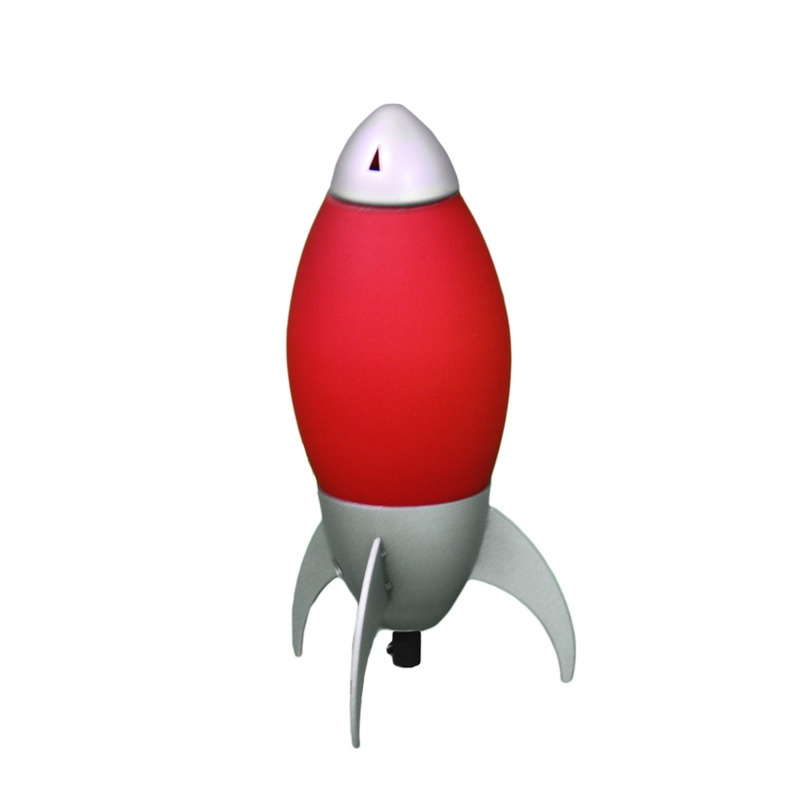 Kid Table Lamp With Rocket Design Silhouette, Red