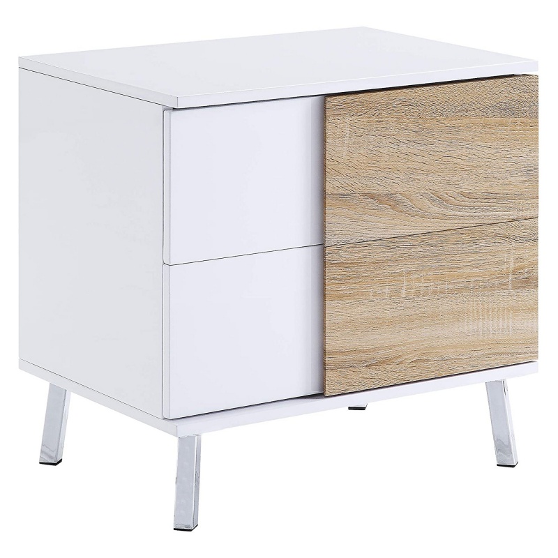 Transitional Wooden Dual Tone End Table With 2 Drawers, White And Brown