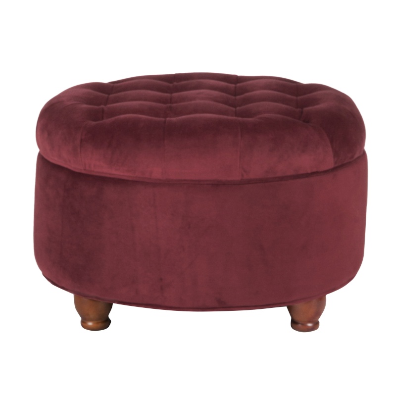 Velvet Upholstered Wooden Ottoman With Tufted Lift Off Lid Storage, Red