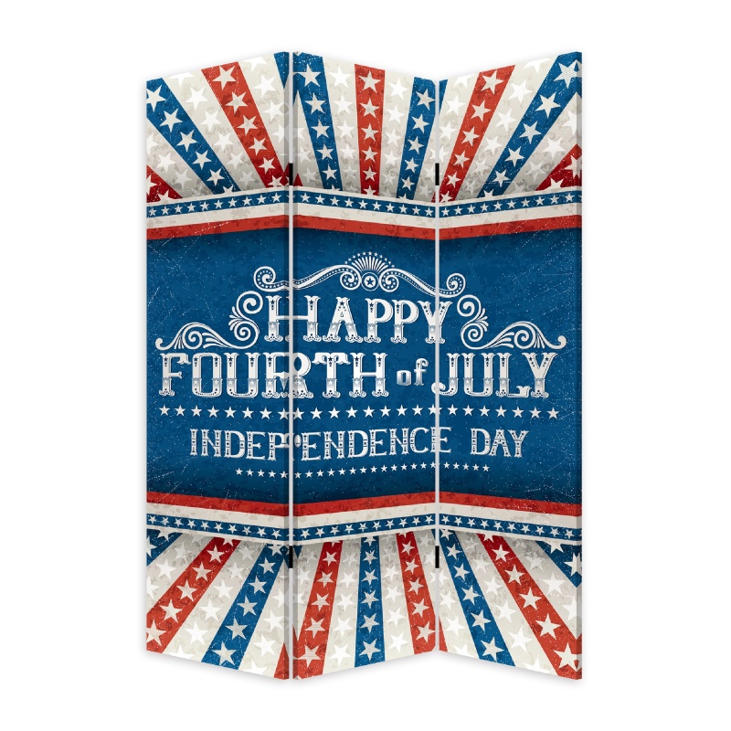 72-Inch 3-Panel Independence Day Canvas Room Divider