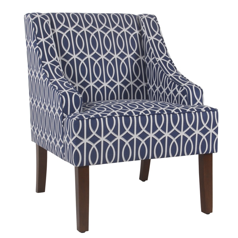 Wooden Fabric Upholstered Accent Chair with Swooping Armrests