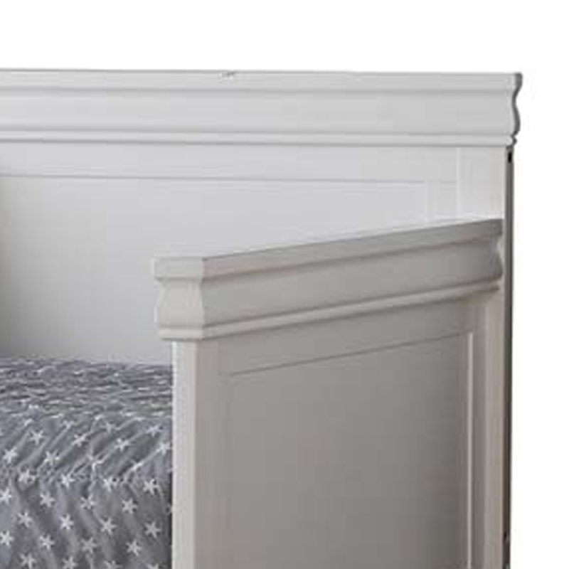 Piya Transitional Wooden Day Bed With Beveled Edges, White