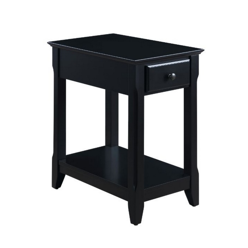 Accent Table With 1 Drawer and Bottom Shelf, Black