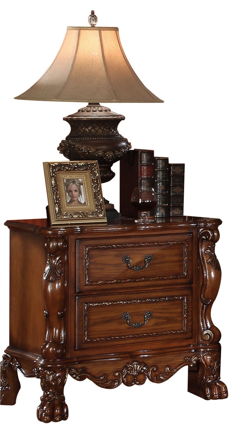 Wooden Night Stand With Two Drawers, Brown