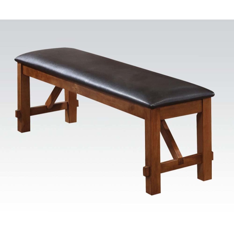 Transitional Style Wood And Fabric Upholstery Bench With Padded Seat, Brown